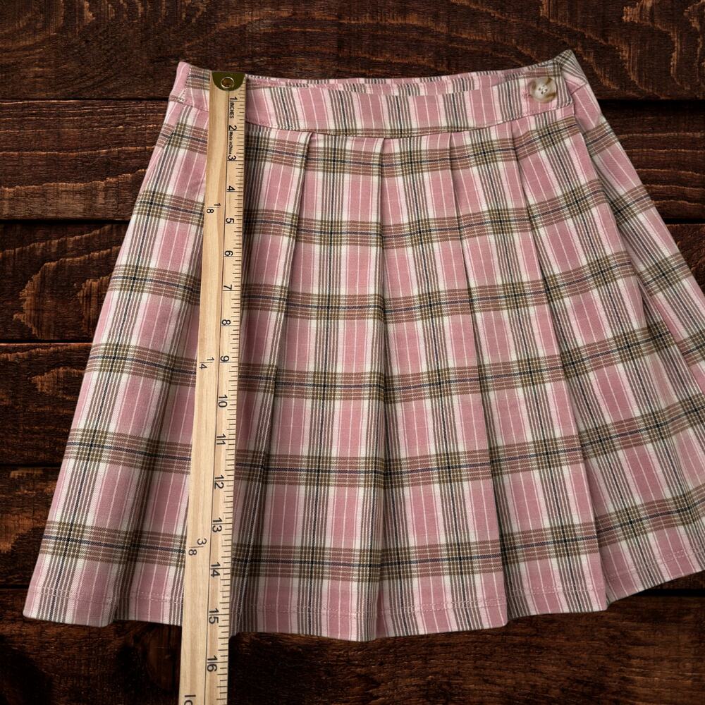 Altar'd State Pink High-Rise Plaid Pleated Mini Skirt Size Small - Picture 7 of 8